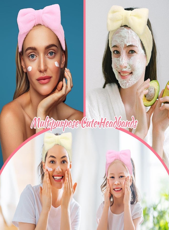 Ondder Spa Skincare Headband for Women - Pink & Beige Bow Design, Makeup & Face Wash Hair Band,8 Pack - Image 4